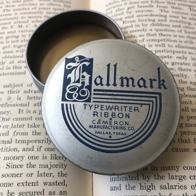 Vintage Hallmark Silver & Blue Typewriter Ribbon Tin, Cameron Mfg. - Etsy