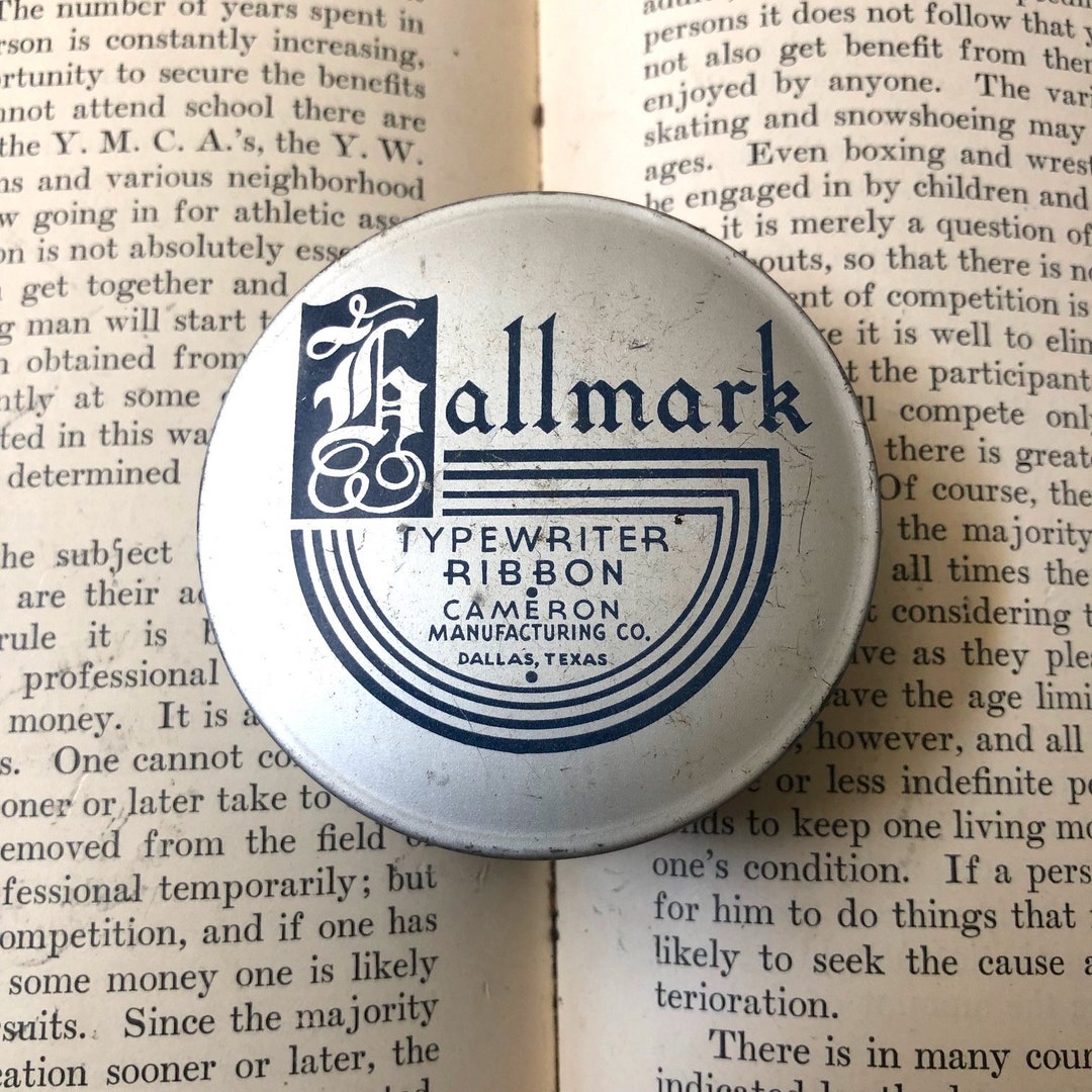 Vintage Hallmark Silver & Blue Typewriter Ribbon Tin, Cameron Mfg. - Etsy