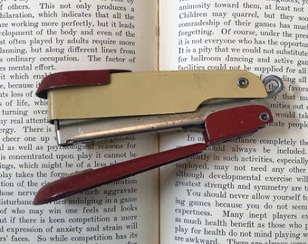 Vintage Red & Beige Arrow Mini Stapler, Back Loading