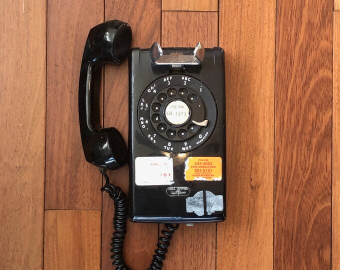 Vintage Black Rotary Wall Phone, Bell System Telephone Etsy