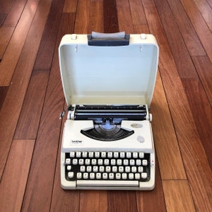 Vintage White Brother Charger 22 Portable Typewriter with Case