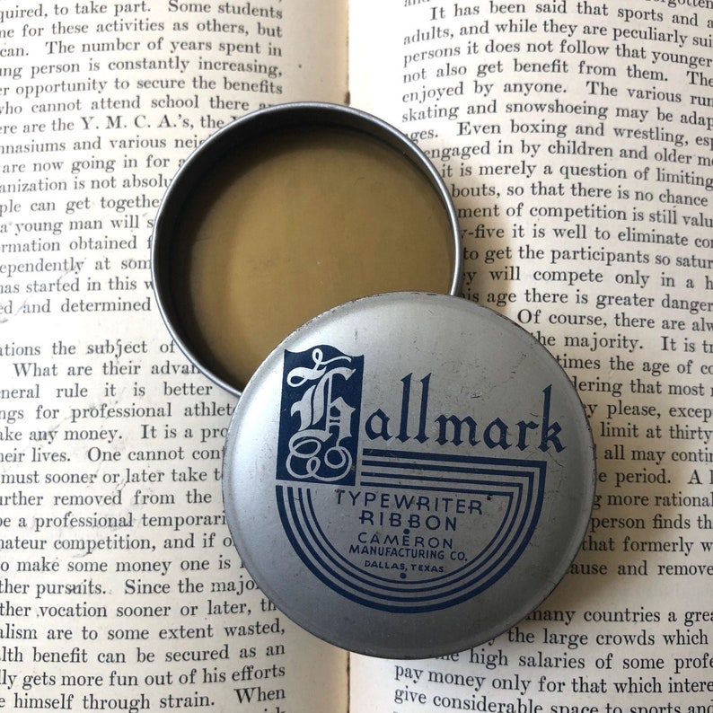 Vintage Hallmark Silver & Blue Typewriter Ribbon Tin, Cameron Mfg. - Etsy