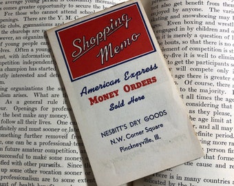 Vintage Nesbitt's Dry Goods Shopping Memo Pad, American Express Promotional Item