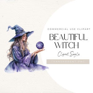 Belle aquarelle de sorcière | IMAGE UNIQUE | Sorcière, clipart Halloween, belles femmes, PNG, 300 dpi, art d'Halloween, art de la sorcière