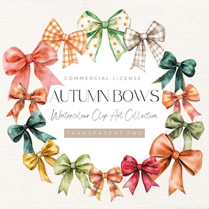 56 Collezione di acquerelli Autumn Bow / Decorazioni autunnali, ispirate all'autunno, decorazioni autunnali, bellissimi fiocchi, decorazioni, ispirate all'autunno, 300 DPI