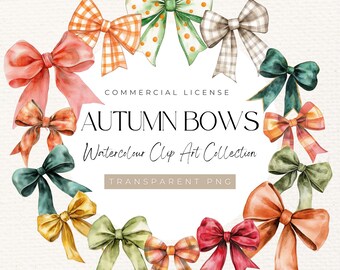 Watercolor Autumn Bow Clip Art | Fall Decor (Digital Download)