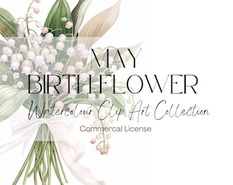 Lily of the Valley Watercolor Clip Art | May Birth Flower (Digital Download)