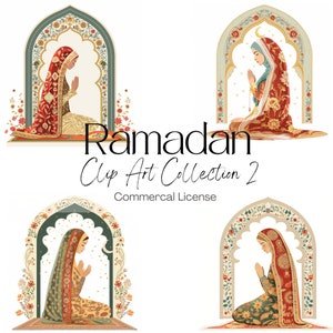 Ramadan Clip Art | 6 Clip Art Islâmico | Clip Art Eid | Clip Art Oração | 450 DPI | Cartões de Saudação e Convites | Clip Art de Alta Qualidade