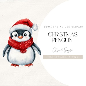 Christmas Penguin | SINGLE CLIPART | Commercial License, Cute Penguin, Festive Animals, Cute Animal, Winter Animals