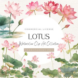 12 Akwarela Lotus Clip Art | NOWOŚĆ | Przezroczysty clipart, Akwarela Lotus, Motyw Lotus, Wysoka jakość, 300 DPI, Ilustracja Lotus