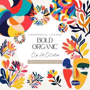 Bold Organic Shapes Clipart – 38 PNGs | Abstract Cutout Elements, Modern Collage Style, Colourful Organic Art, Digital Download, 300 DPI