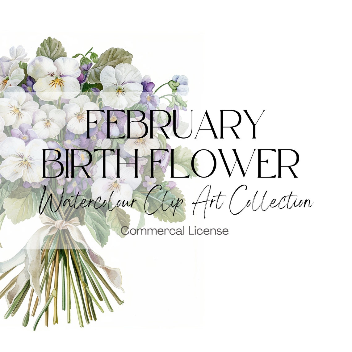 February Birth Flower Clip Art Birth Flower Violets & Primroses Floral ...