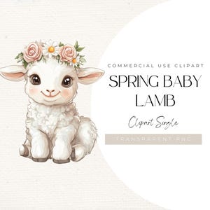 Spring Baby Lamb Clip Art | SINGLE PNG | Cute Animal Clipart, Animal Png, Cute Lamb  png, 300 DPI, Spring Animals, Baby Animals