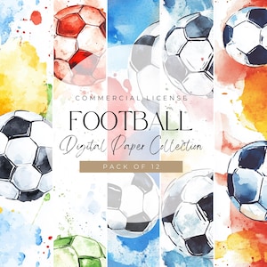 12 Sfondi acquerello di calcio / Carta digitale, sfondo di calcio, tifoso di calcio, compleanno a tema calcio, tema calcio, 300 DPI