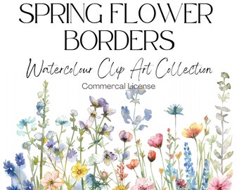 Flower Border | 8 Spring Flower Border | Floral Border | Floral Design | 450 DPI | High Quality | Spring Flowers | Colorful Flowers