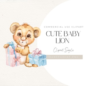 Mignon bébé lion | IMAGE UNIQUE | Lionceau, sexe révélé, Invitation baby shower, animaux mignons, oeuvre d'art pour chambre d'enfant, licence commerciale, 1e anniversaire