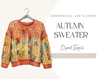 Watercolor Autumn Sweater Clipart – Fall Knit Jumper (PNG)