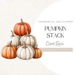 Akwarela z dyniami w formie stosu PNG: Jesienny clipart z okazji Święta Dziękczynienia (300 DPI, natychmiastowe pobranie)