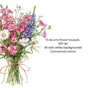 April Birth Flower Bouquet, Watercolor Clipart (450 DPI) image 2