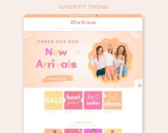 Chic Charm Shopify Theme: Feminine Boutique Template (Canva Editable)