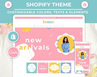 Pink Shopify Theme: Feminine, Minimal Design (Canva Templates)