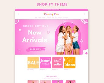Tema de Shopify Peachy Pink: Diseño de boutique femenina (Plantillas de Canva)