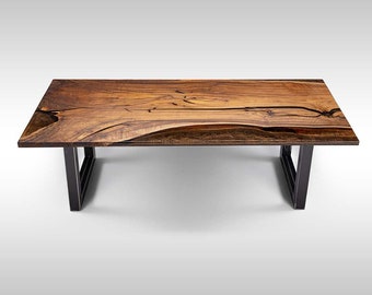 Walnut Brown Epoxy Table / Walnut Wood Dining Epoxy Table / Live Edge Epoxy River Table / Epoxy Coffee Table / Natural Walnut Table