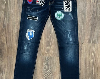 DSQUARED2 Cool Guy Jean with Eclectic Patchwork - Dark Denim - New with Tags