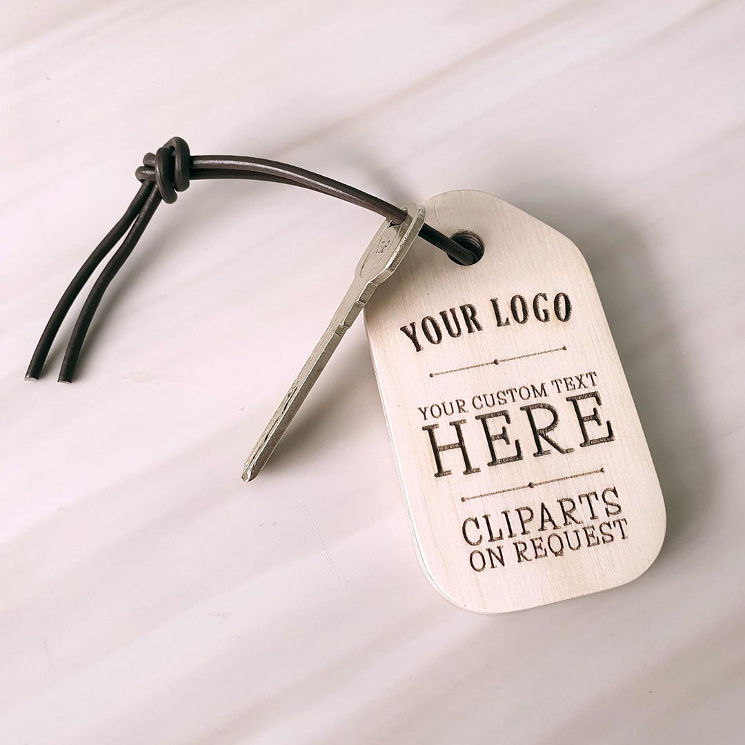 Custom Engraved Wooden Key Tag, Rustic Leather Strap, Personalised ...
