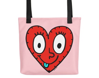 Funky Heart Original Design by Jelene - 15"x15" Tote Bag, Shopping Bag, School Bag