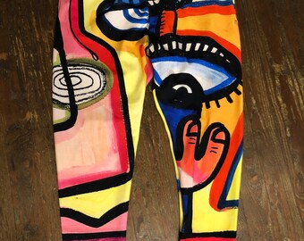SALE! Original Design By Jelene - Funky Face Colorful Unisex Joggers - Supersoft with Pockets - Size 3X