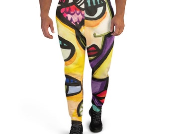 Funky Abstract Faces Design by Jelene Unisex Soft Joggers with Pockets