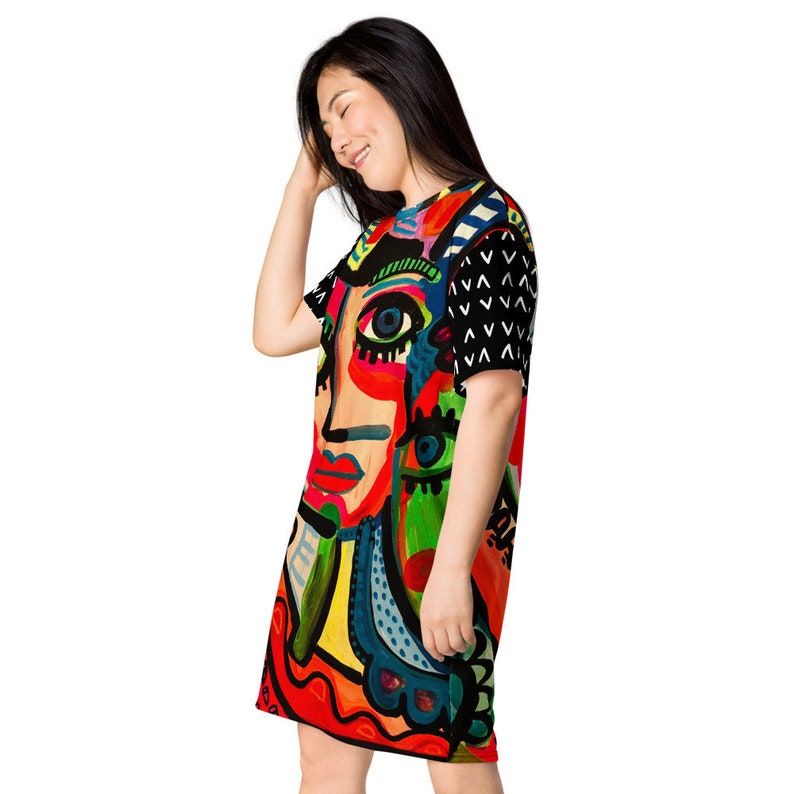 Funky Pop Art Abstract Face Original Art by Jelene T-shirt Dress image 3