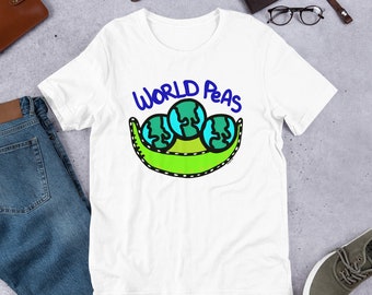 World Peas Original Design door Jelene - Short-Sleeve Unisex T-shirt - Verschillende kleuren om uit te kiezen