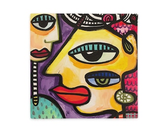 PILLOW CASE - You Like Me Abstract Faces Art Original Design by Jelene - 2 Sizes