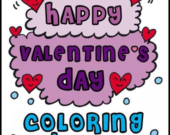 PDF Printable Digital Coloring Book Valentines Day