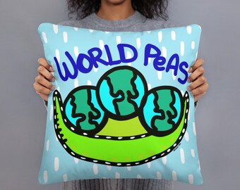 World Peas Design by Jelene - Throw Pillow with insert - 2 sizes to choose from