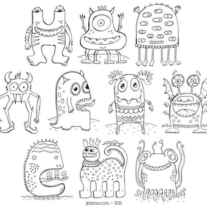 PDF Printable Digital Crazy Monsters Coloring Book image 2