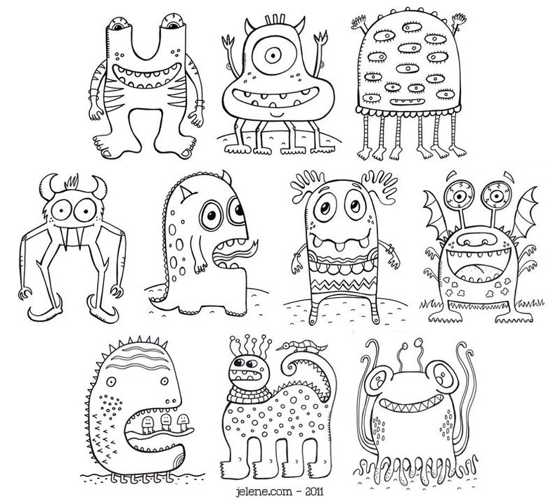 PDF Printable Digital Crazy Monsters Coloring Book image 2