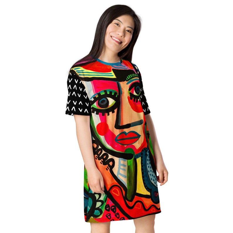 Funky Pop Art Abstract Face Original Art by Jelene T-shirt Dress image 4