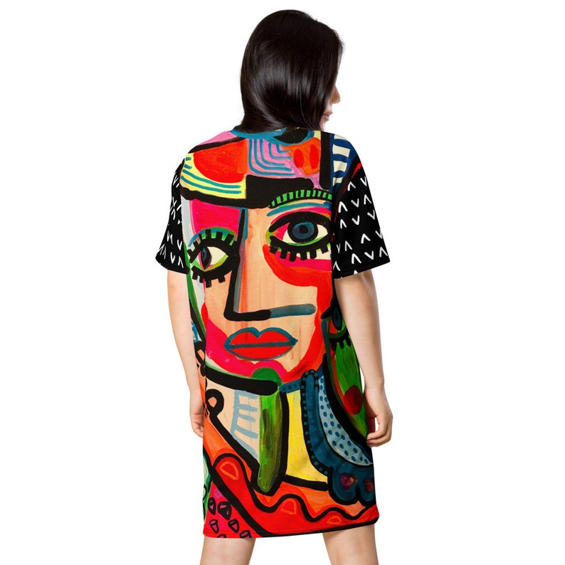 Funky Pop Art Abstract Face Original Art by Jelene T-shirt Dress image 2