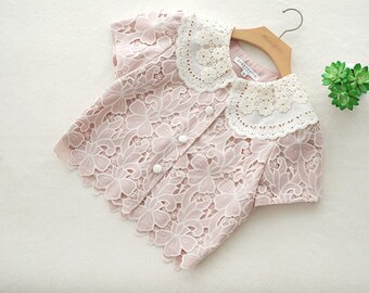 Beige Hibiscus Floral Lace Blouse