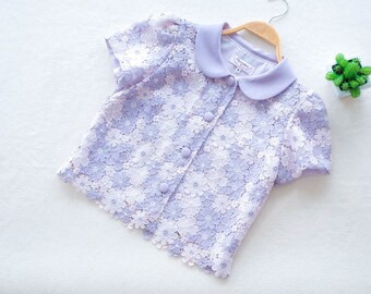 Purple Daisy Floral Lace Blouse