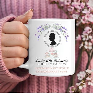 Elegante Bridgerton-mok - op Regency-geïnspireerde keramische thee- en koffiekop, Bridgerton Merch, Lady Whistledown Society Papers