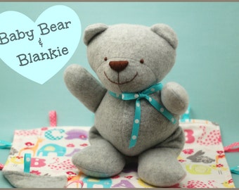 Baby Bear and Blankie PDF Sewing Pattern - a quick and easy baby gift to sew