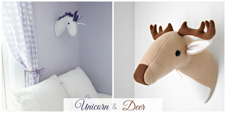 Unicorn and Deer Plush Taxidermy PDF Sewing Pattern with Step-by-Step Photos and Easy Instructions image 2