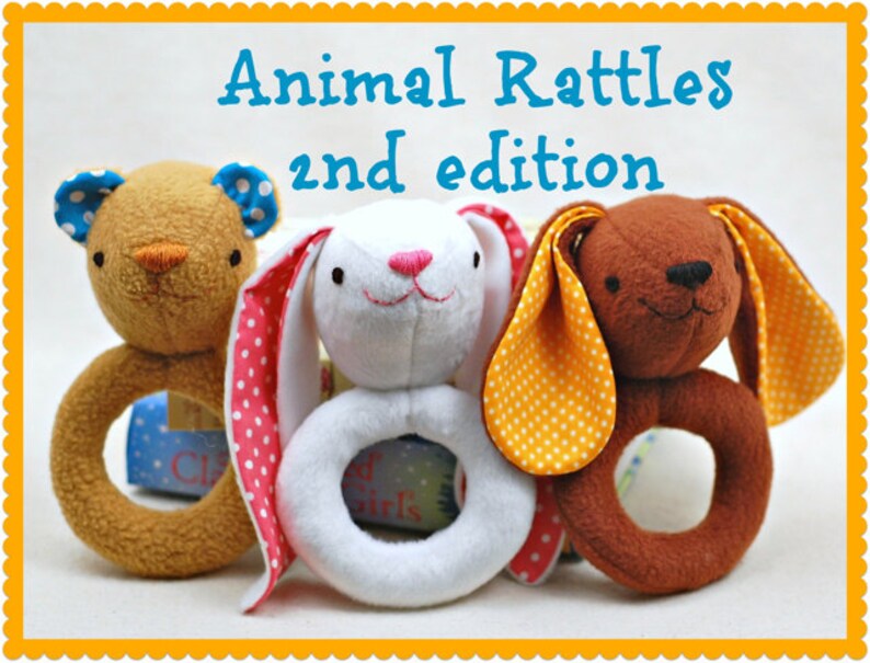 Animal Rattles 2nd Edition PDF Sewing Pattern Easy, Quick Sew Gift for Babies image 1