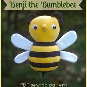 Benji Bumblebee Sewing Pattern: Easy DIY Fleece Softie (PDF)