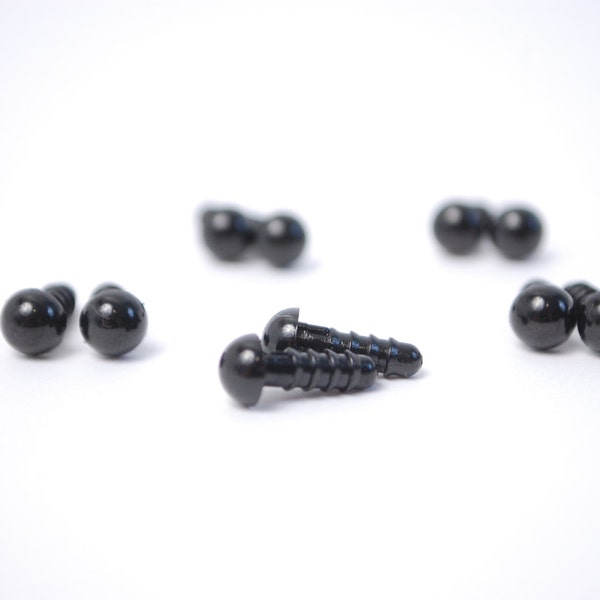 6mm Safety Eyes in Black - 5 Pairs