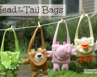 Fleece Animal Bags Sewing Pattern: DIY Kids Handbags (PDF Pattern)